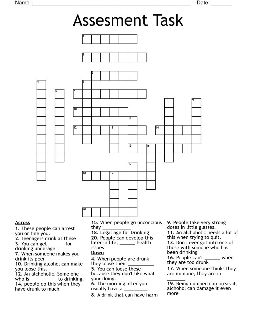 Assesment Task Crossword