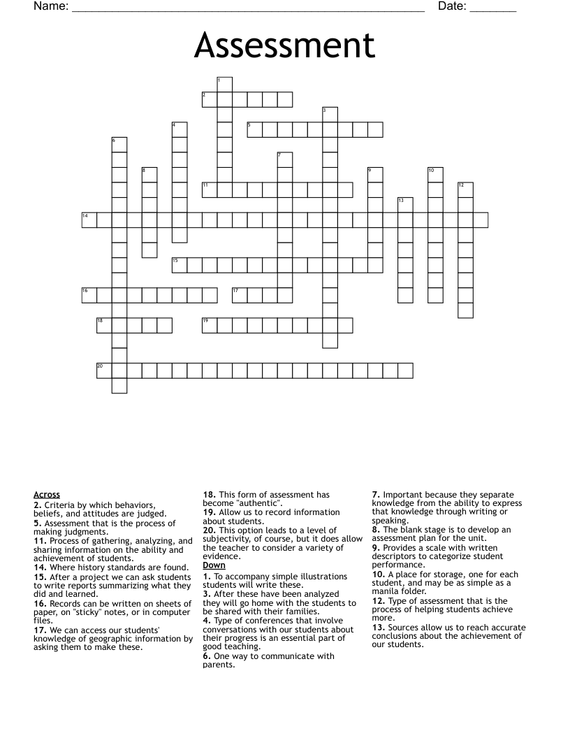 Assessment Crossword