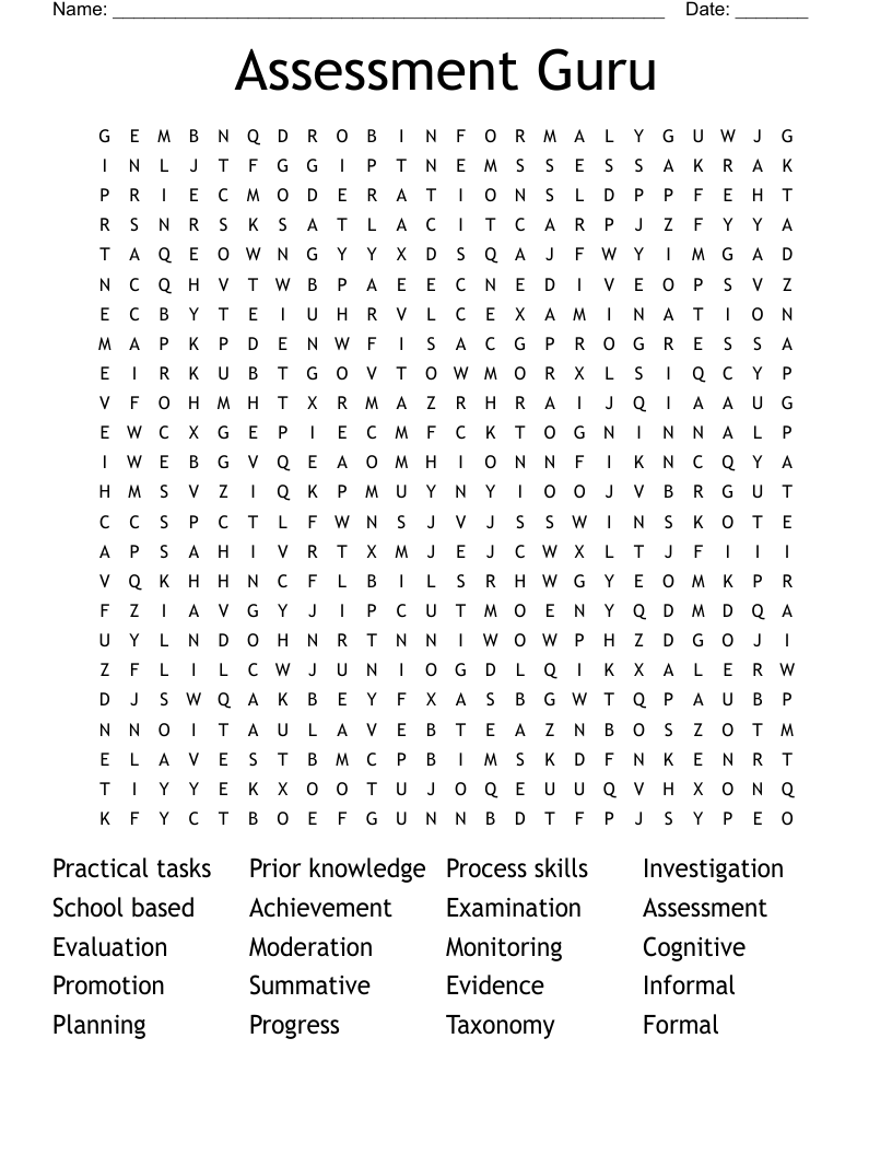Assessment Guru Word Search