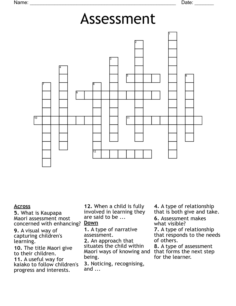 Assessment  Crossword