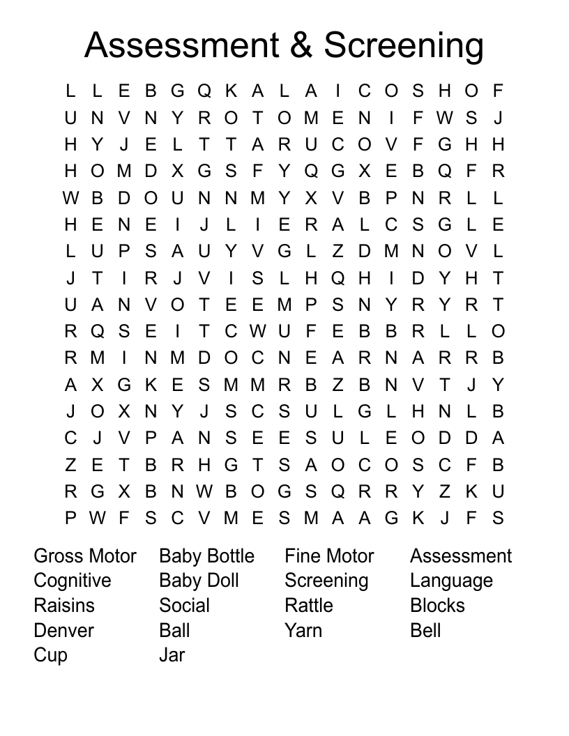Assessment & Screening Word Search