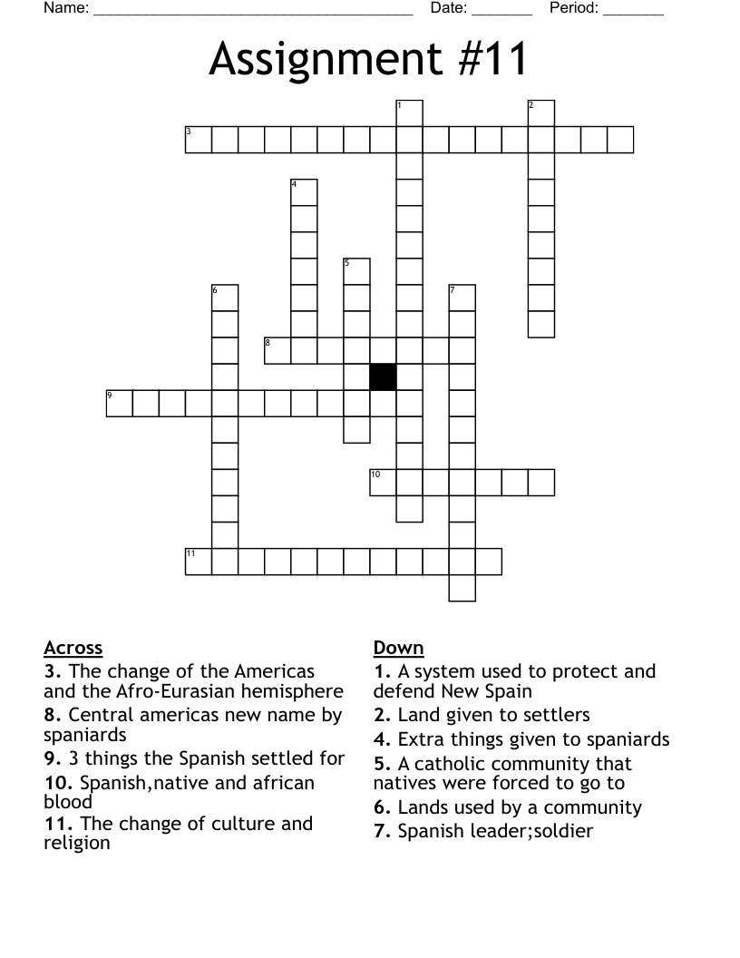 Assignment #11 Crossword