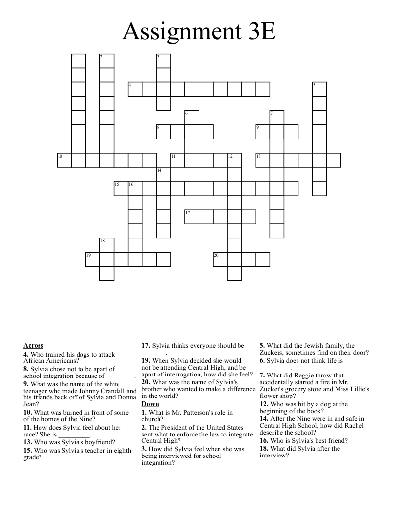 Assignment 3E Crossword