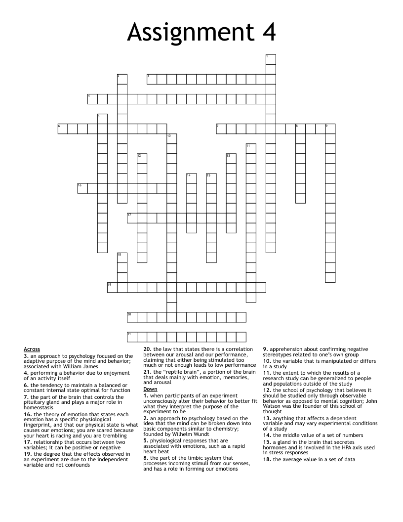 Assignment 4 Crossword