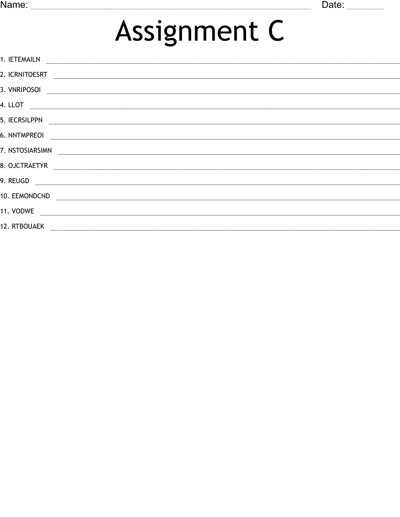 Assignment C  Word Scramble