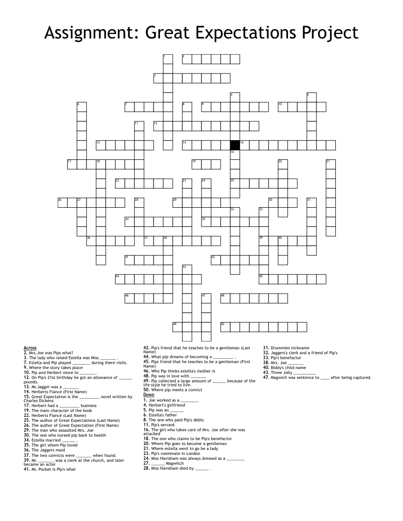 Assignment: Great Expectations Project  Crossword
