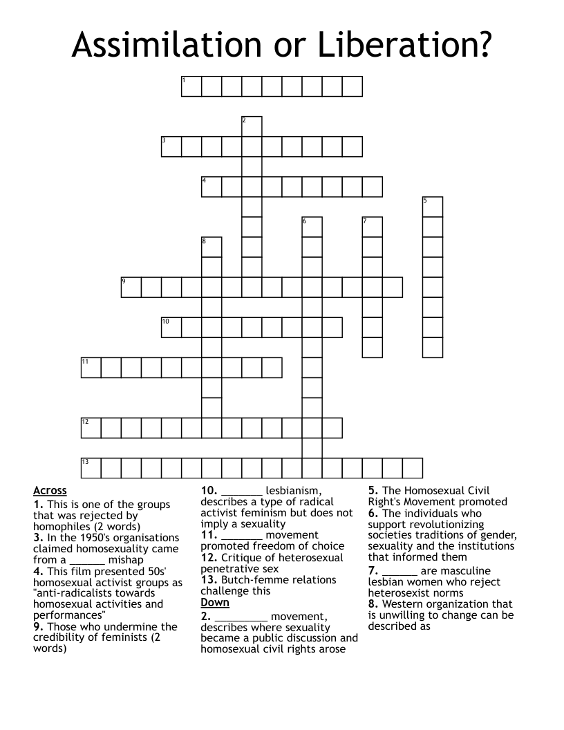 Assimilation or Liberation? Crossword