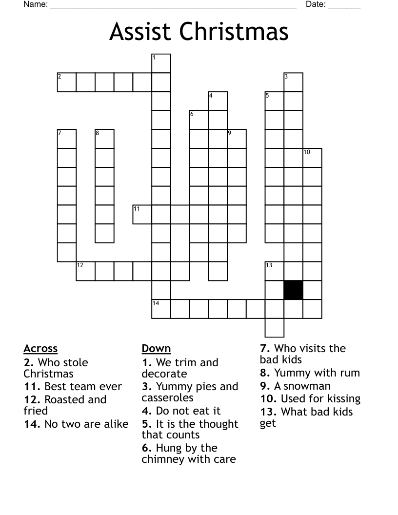 Assist Christmas Crossword
