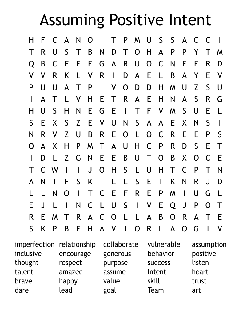 Assuming Positive Intent  Word Search