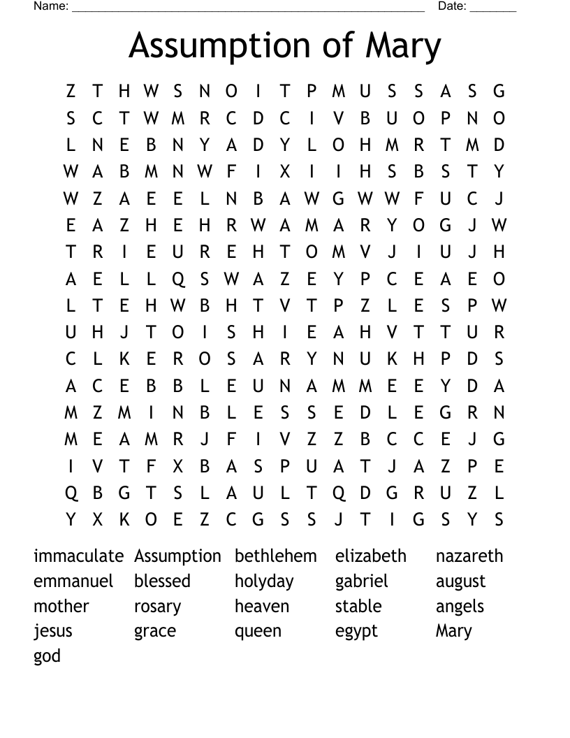 Assumption of Mary Word Search