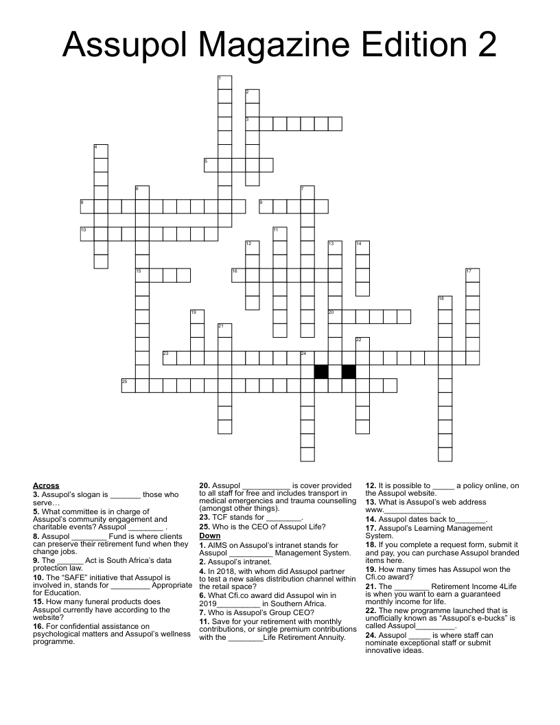 Assupol Magazine Edition 2 Crossword