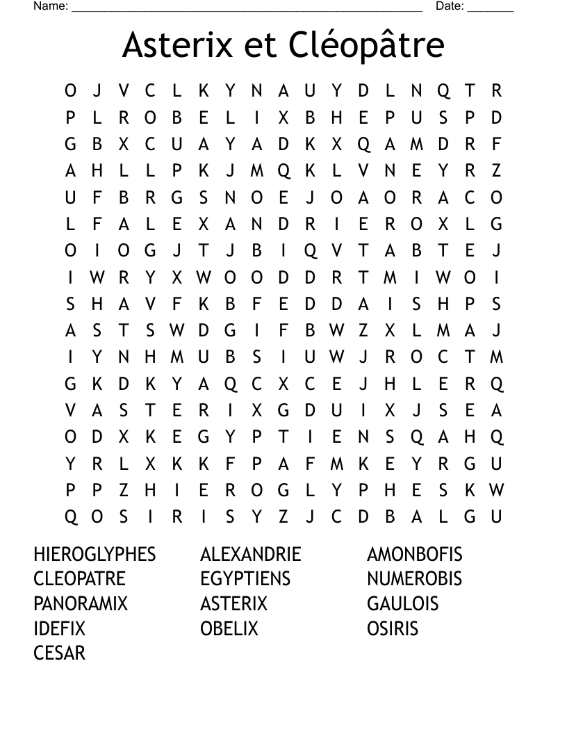 Asterix et Cléopâtre Word Search
