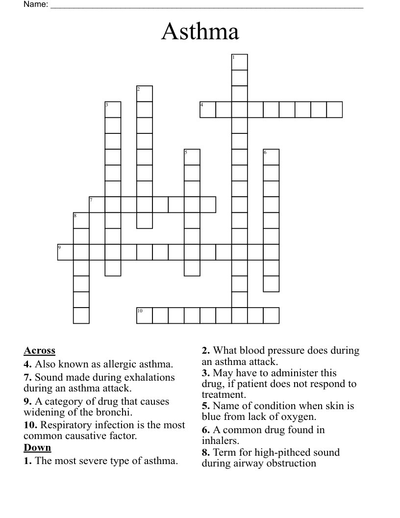 Asthma Crossword