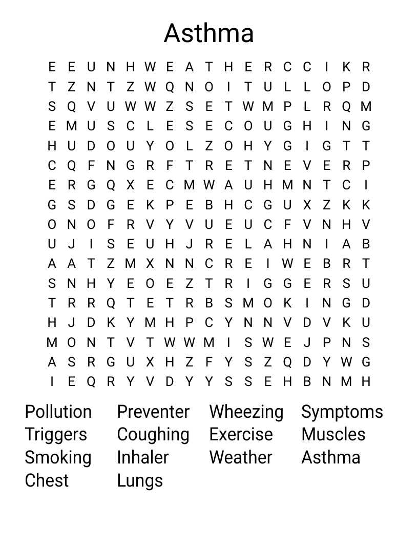 Asthma Word Search