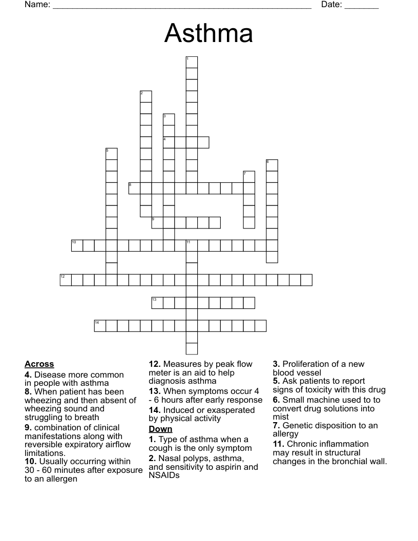 Asthma Crossword