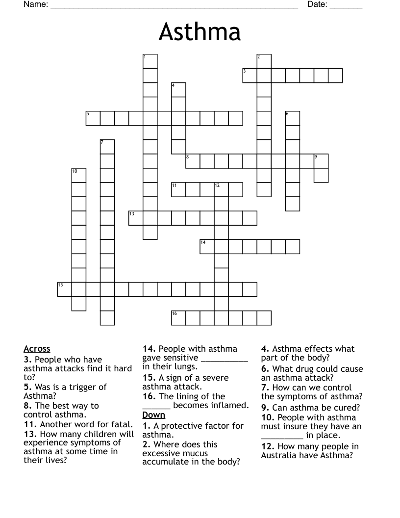 Asthma Crossword