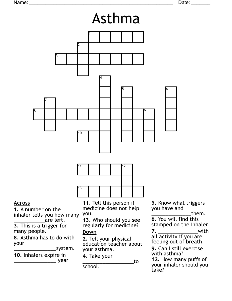 Asthma  Crossword