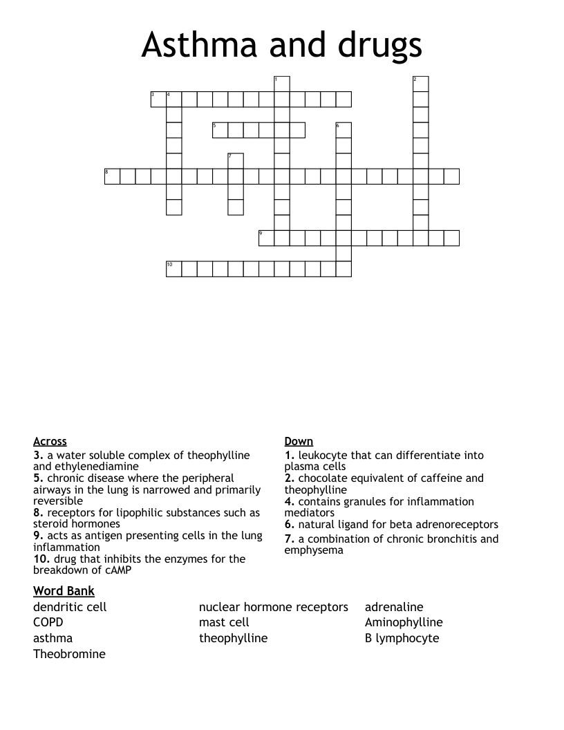 Asthma and drugs Crossword