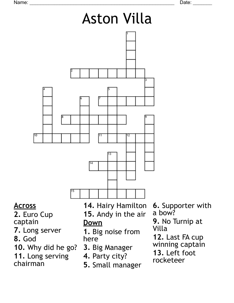 Aston Villa Crossword