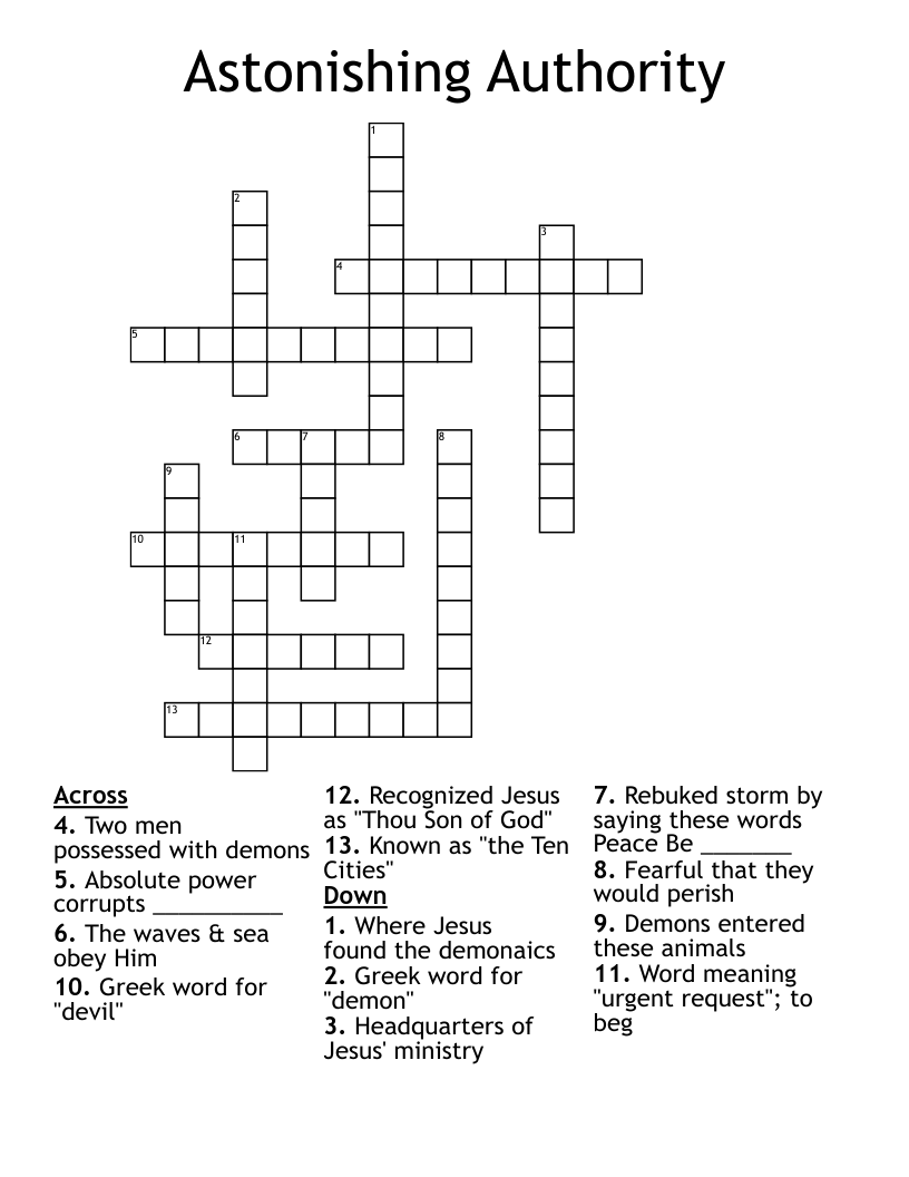 Astonishing Authority Crossword