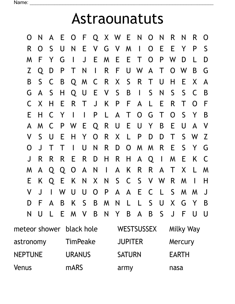 Astraounatuts  Word Search