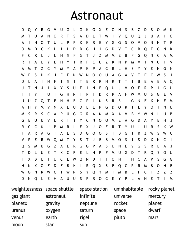 Astronaut Word Search
