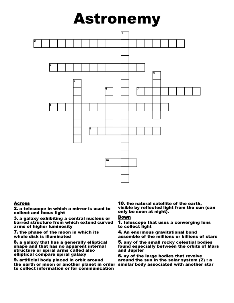 Astronemy Crossword