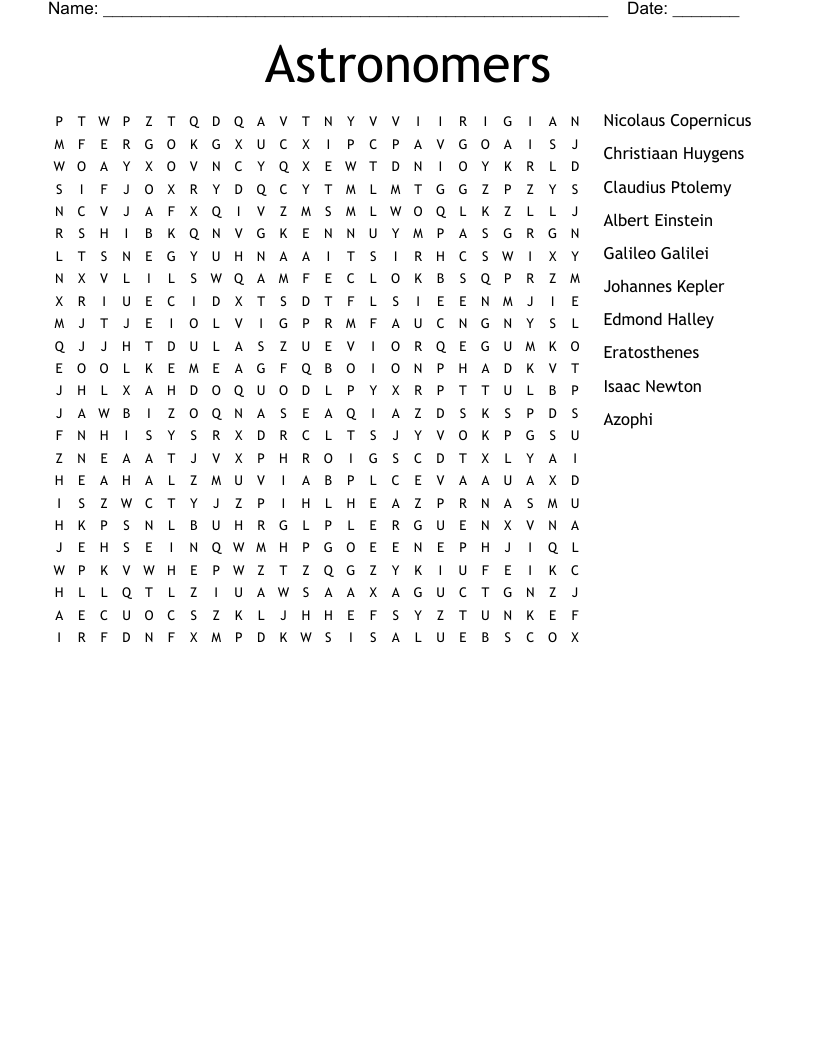 Astronomers Word Search
