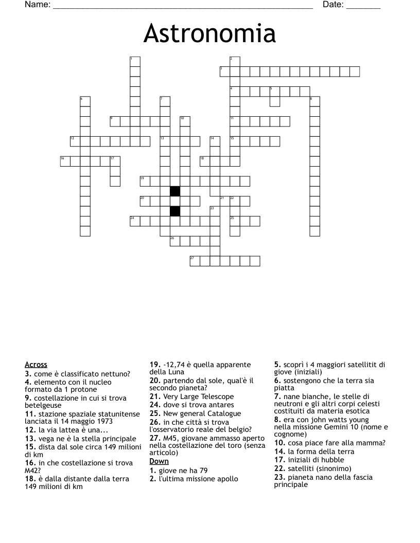 Astronomia Crossword