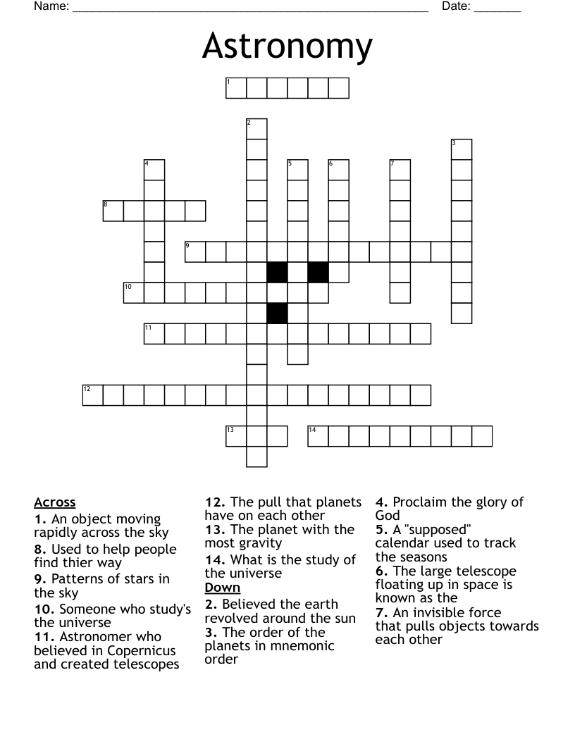 Astronomy Crossword