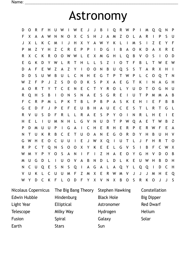 Astronomy Word Search