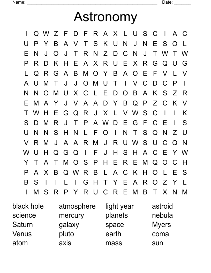 Astronomy Word Search