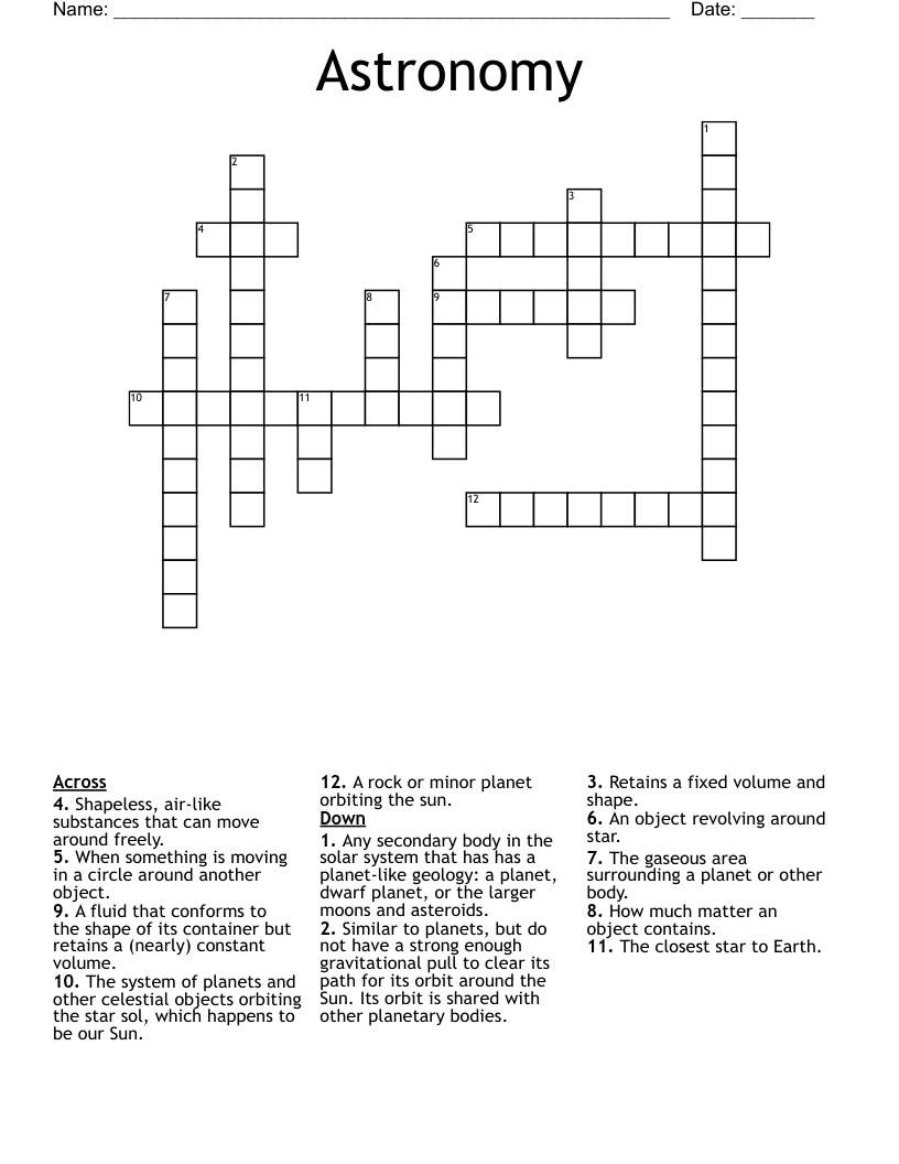 Astronomy Crossword