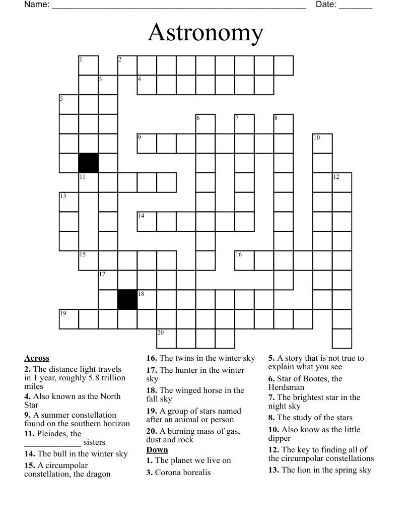 Astronomy Crossword
