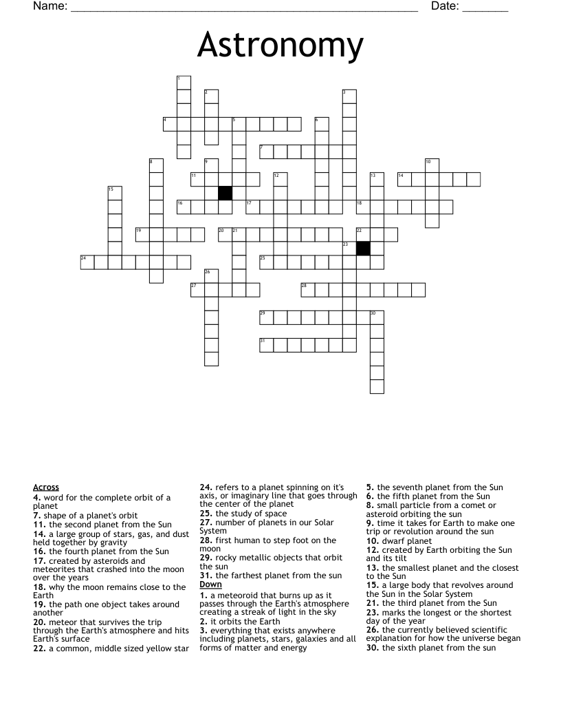 Astronomy Crossword