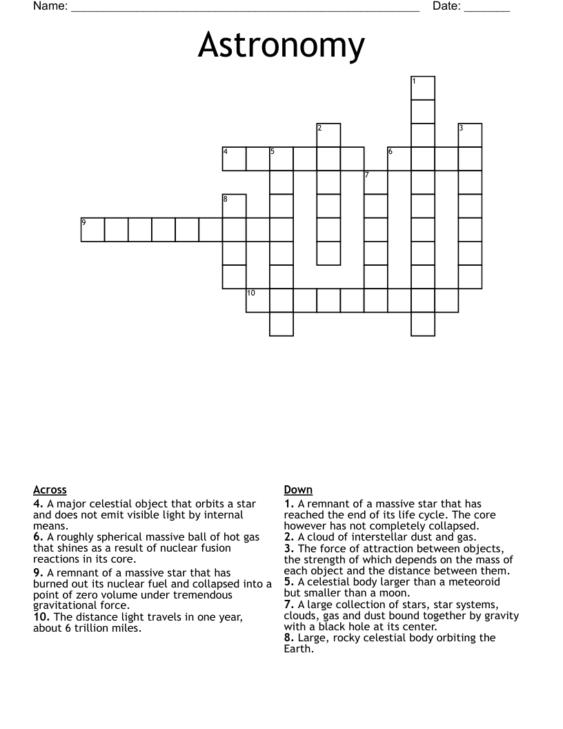 Astronomy Crossword