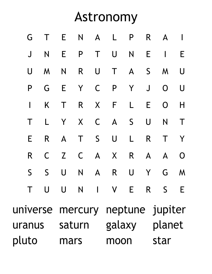 Astronomy Word Search