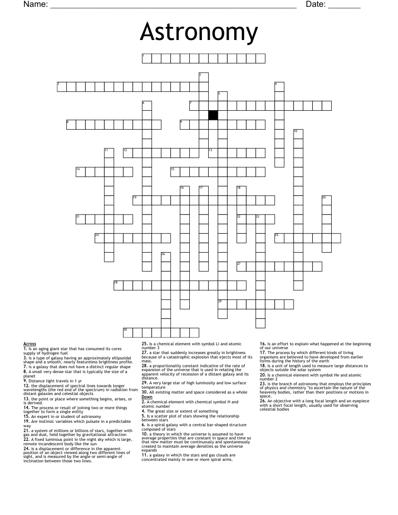 Astronomy Crossword