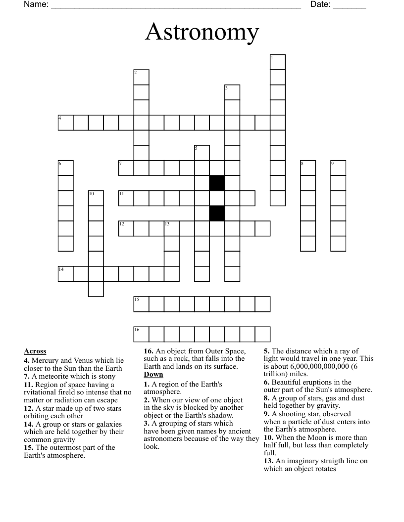 Astronomy Crossword
