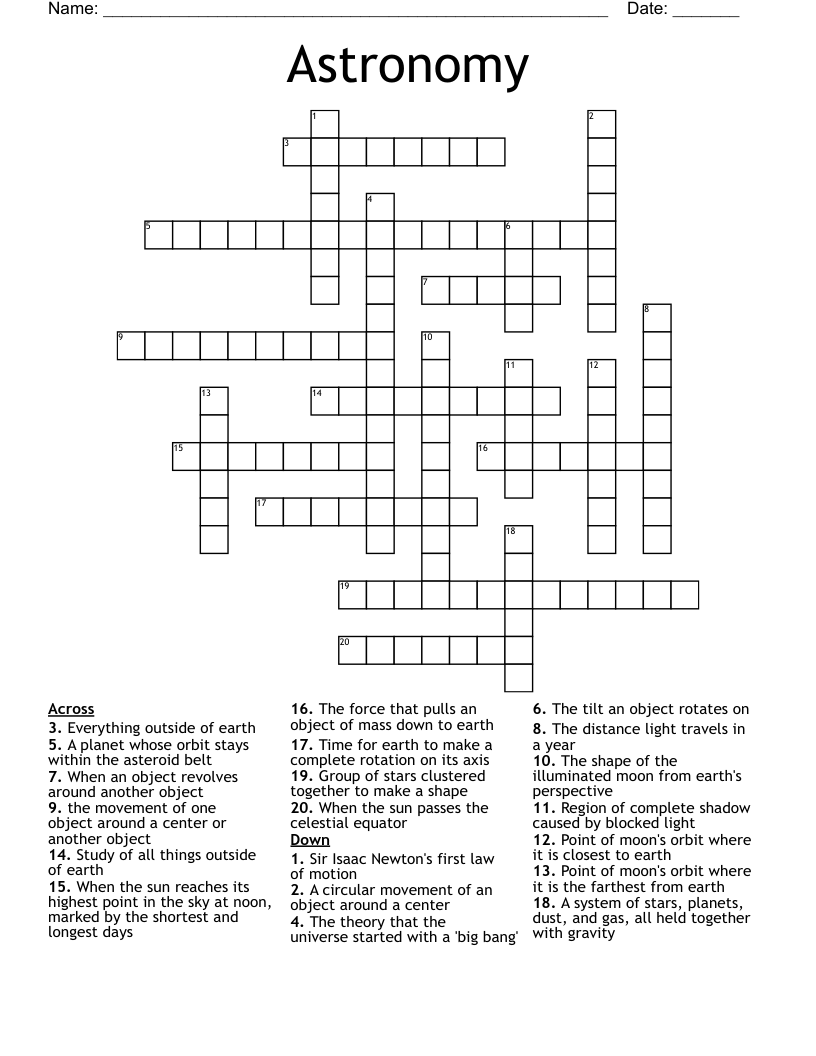 Astronomy Crossword