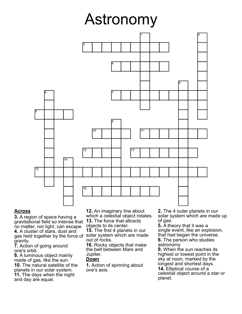 Astronomy Crossword