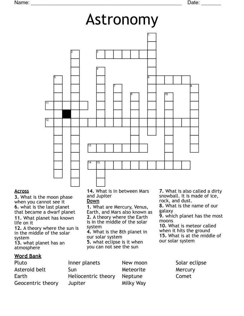 Astronomy Crossword