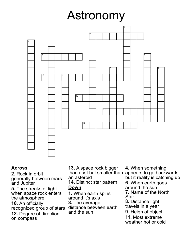 Astronomy Crossword