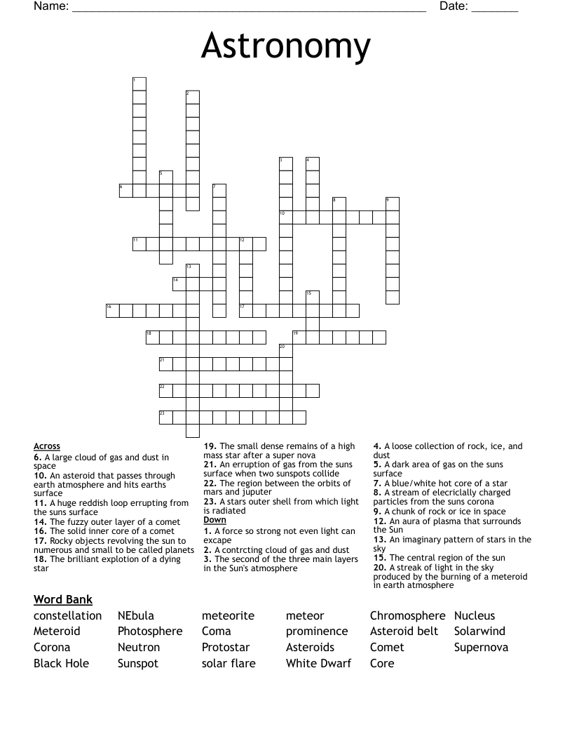Astronomy Crossword