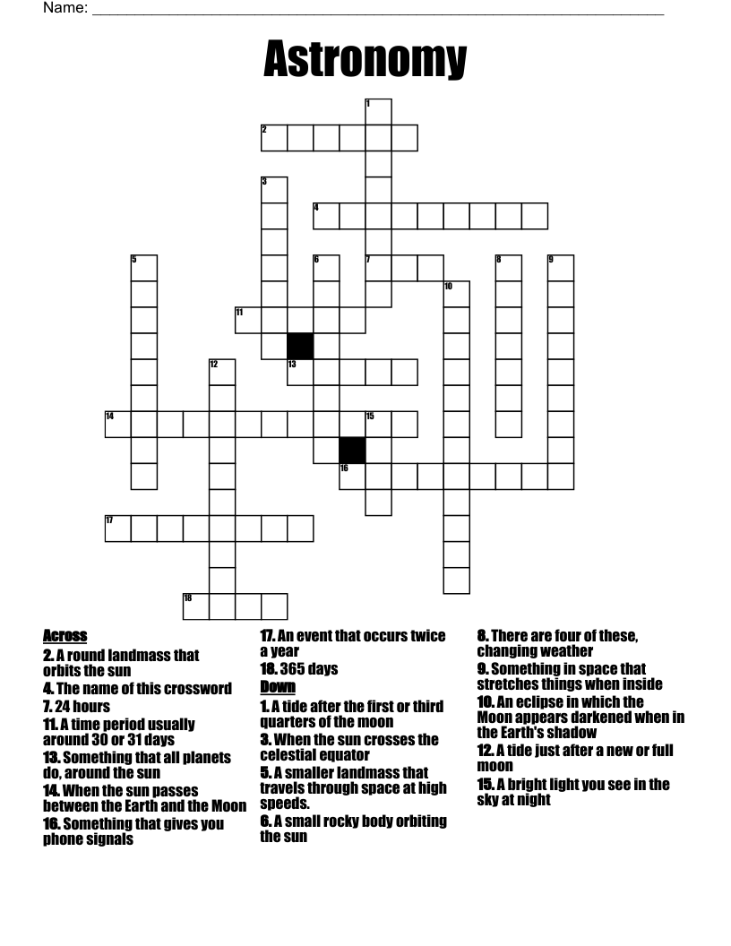 Astronomy Crossword