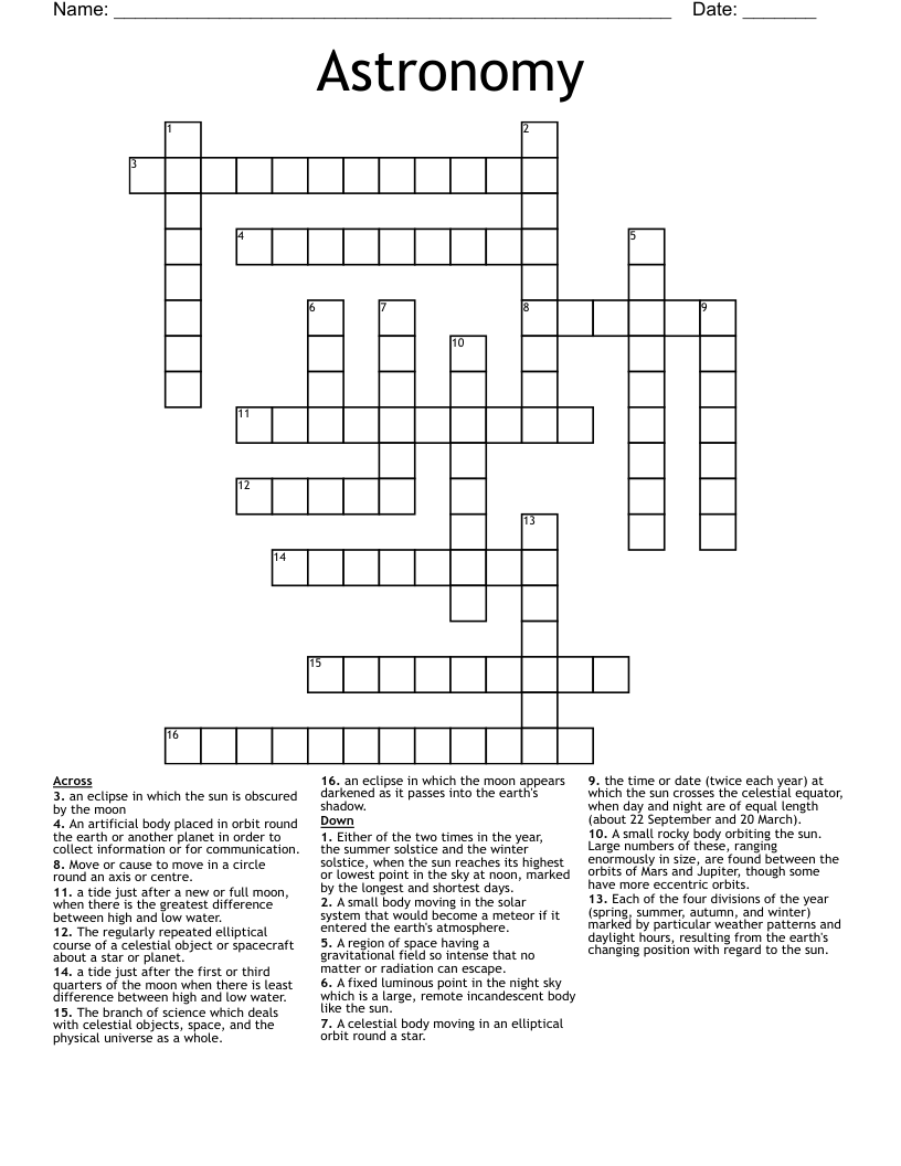 Astronomy Crossword