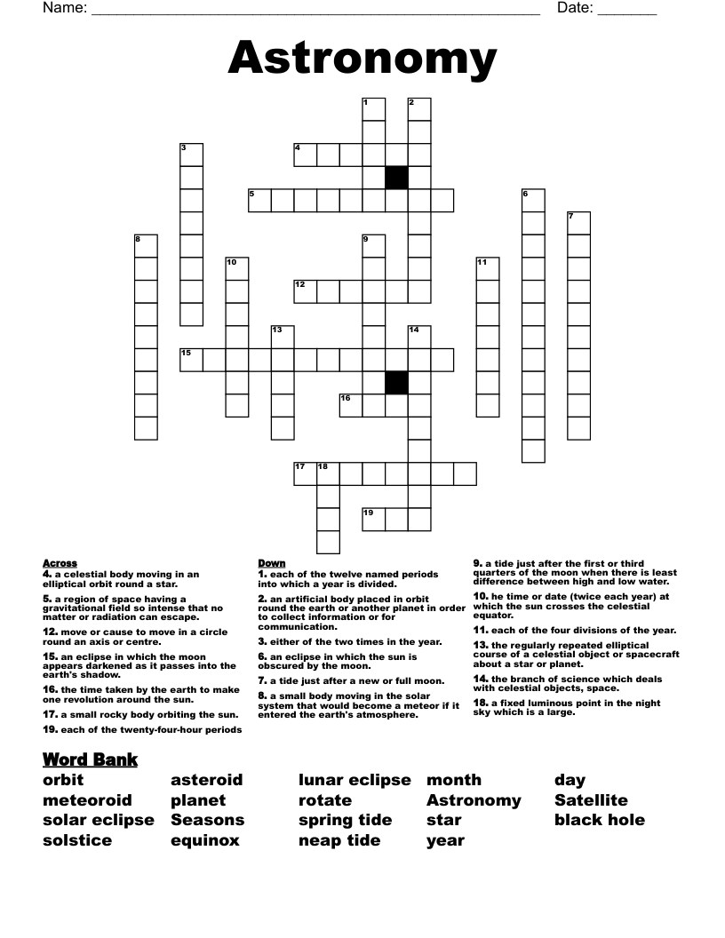 Astronomy Crossword