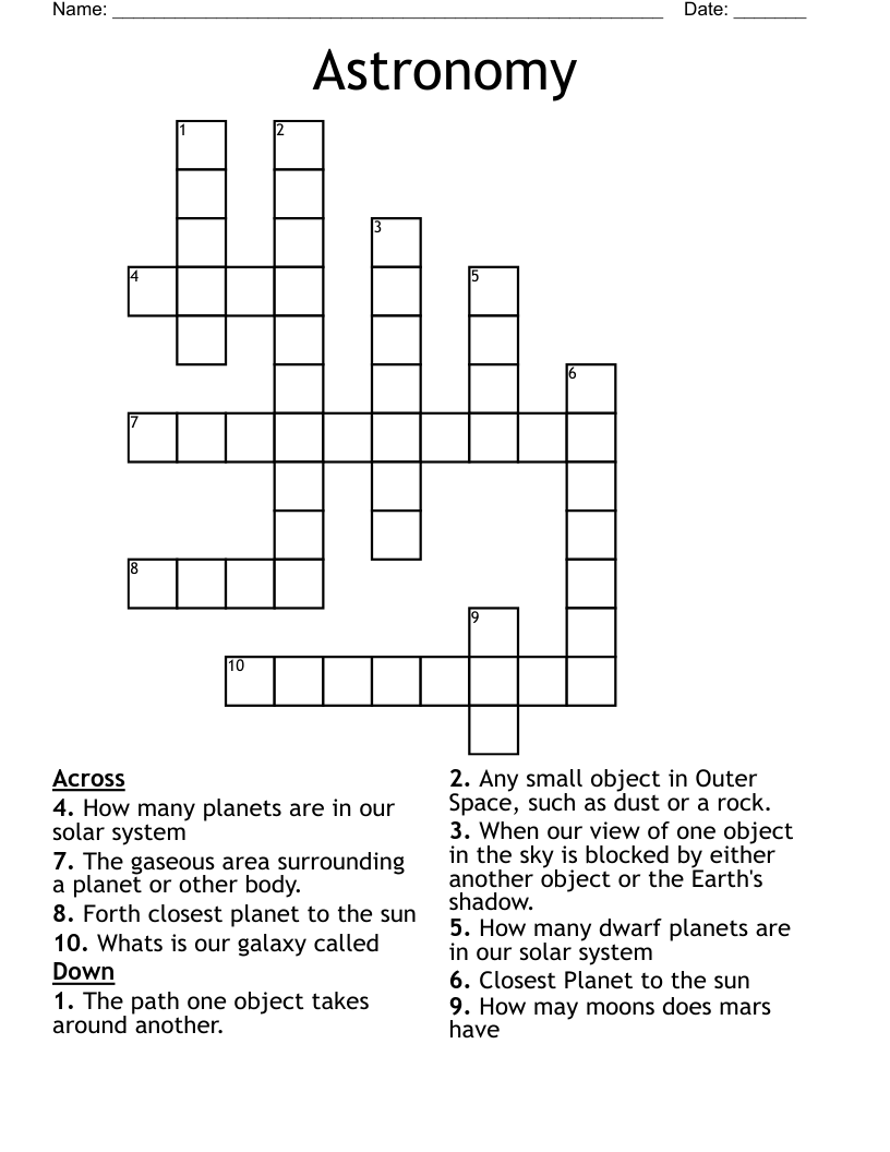 Astronomy Crossword