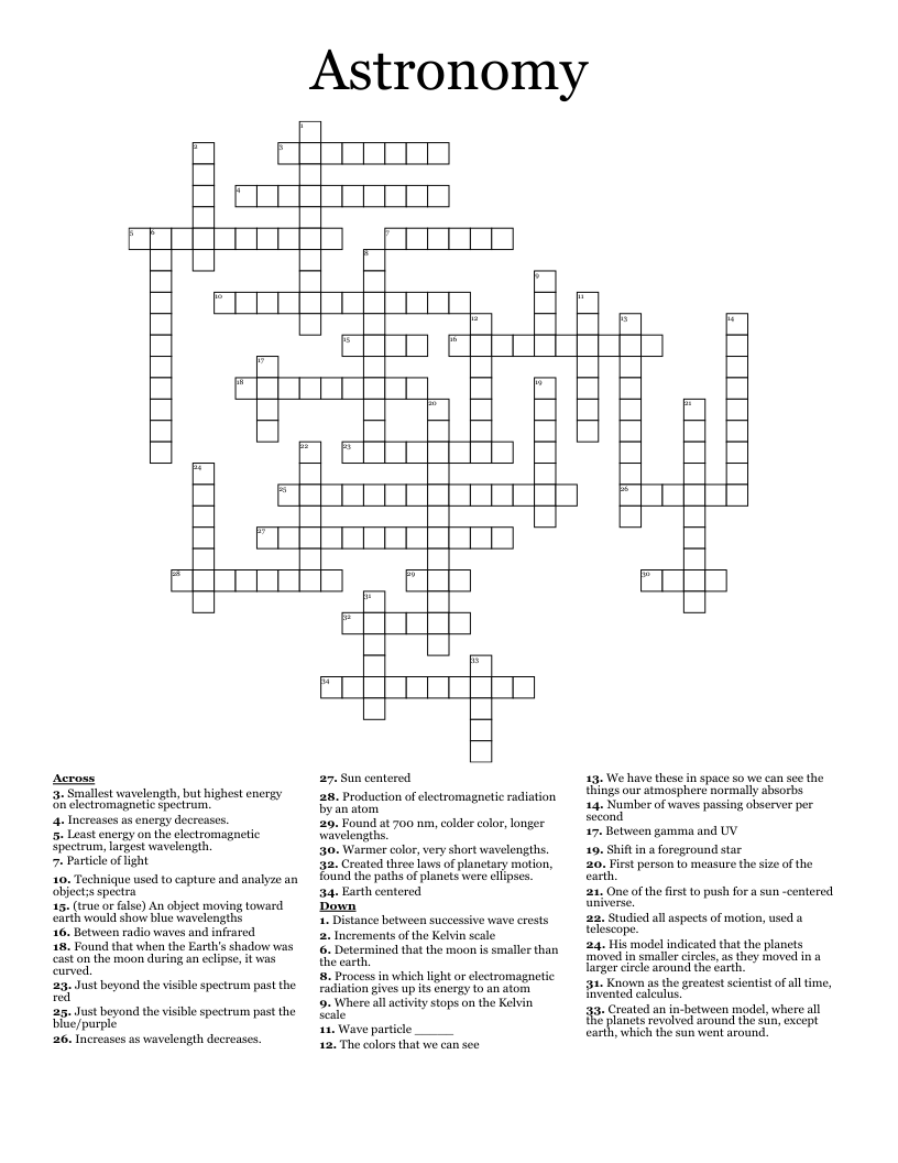 Astronomy Crossword