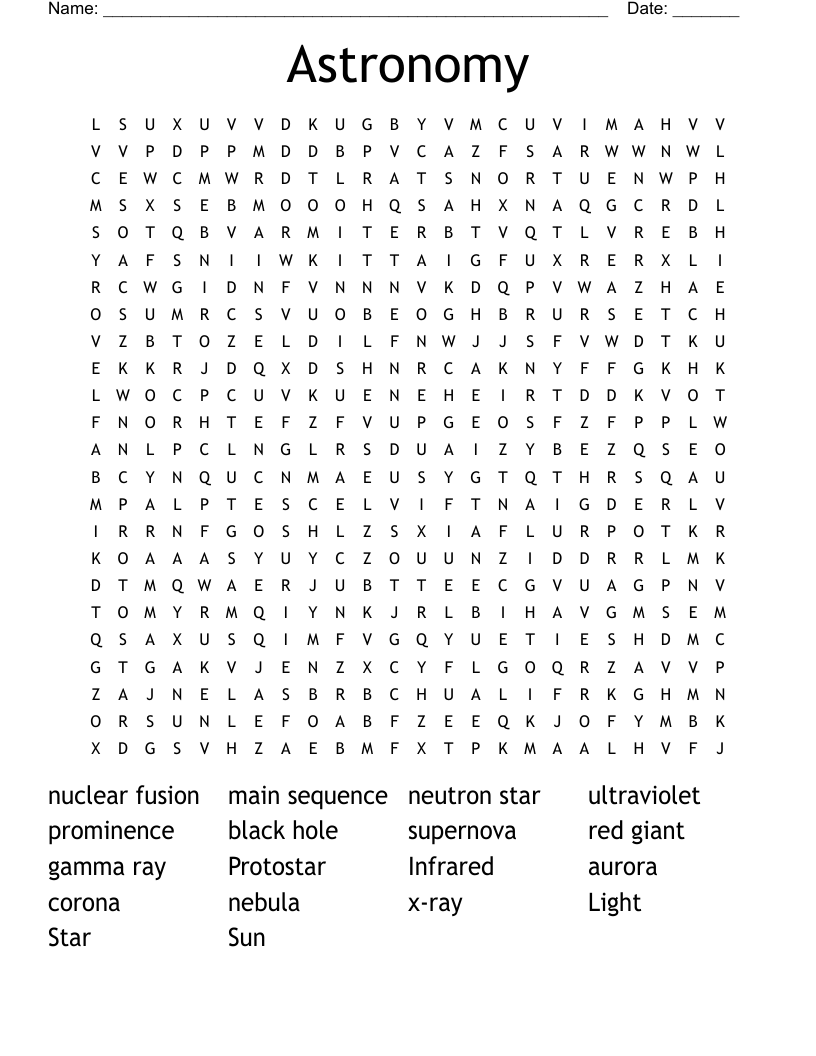 Astronomy Word Search